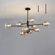 Contemporary Sputnik Chandelier - Glass Living Room Ceiling Light Fixture + 9 / Black Cognac