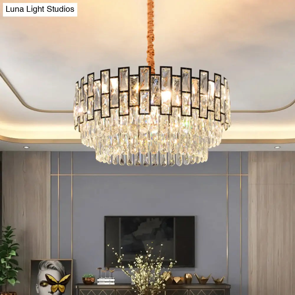 Modern 3-Tier Gold Crystal Ceiling Chandelier With 5 Hanging Lights