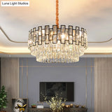 Modern 3-Tier Gold Crystal Ceiling Chandelier With 5 Hanging Lights