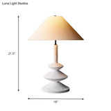 Modern 3-Tier Resin Table Light: Stylish 1-Light White Nightstand Lamp With Wide Flare Shade