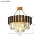 Modern 3-Tiered Crystal Prism Pendant Chandelier - 9-Light Black & Gold | Bedroom Accent