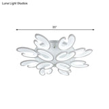 Modern 4/6/9 - Head U - Shaped Acrylic Shade Flush Mount Ceiling Light In White – Warm/White/Natural