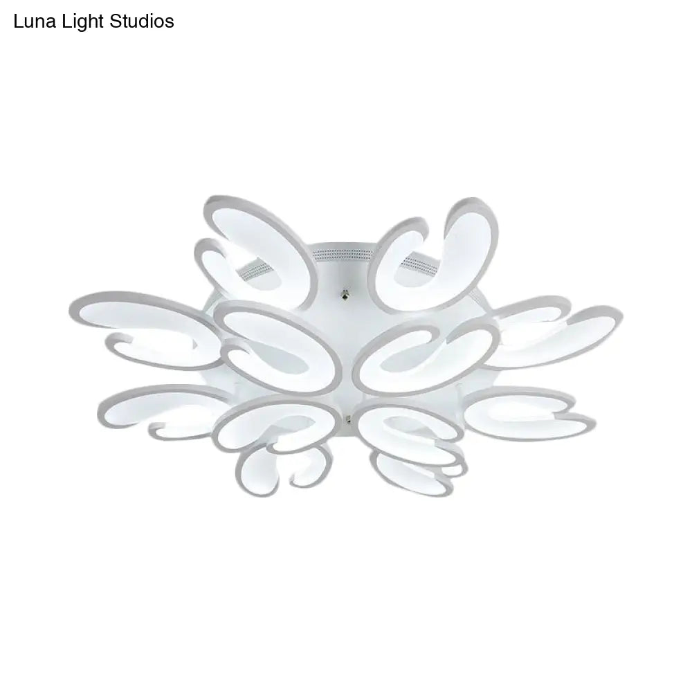 Modern 4/6/9 - Head U - Shaped Acrylic Shade Flush Mount Ceiling Light In White – Warm/White/Natural