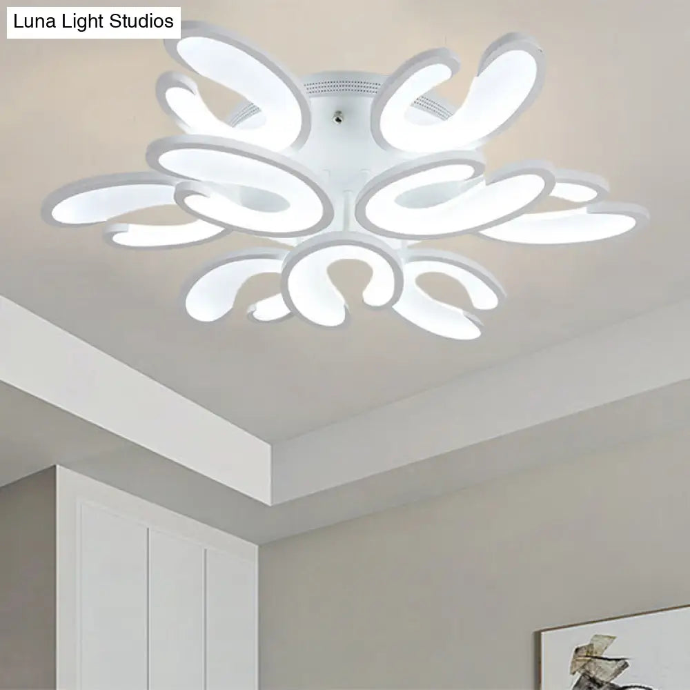 Modern 4/6/9 - Head U - Shaped Acrylic Shade Flush Mount Ceiling Light In White – Warm/White/Natural