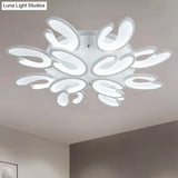 Modern 4/6/9 - Head U - Shaped Acrylic Shade Flush Mount Ceiling Light In White – Warm/White/Natural