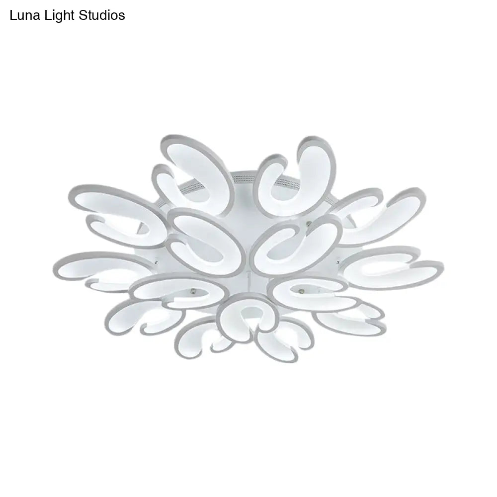 Modern 4/6/9 - Head U - Shaped Acrylic Shade Flush Mount Ceiling Light In White – Warm/White/Natural