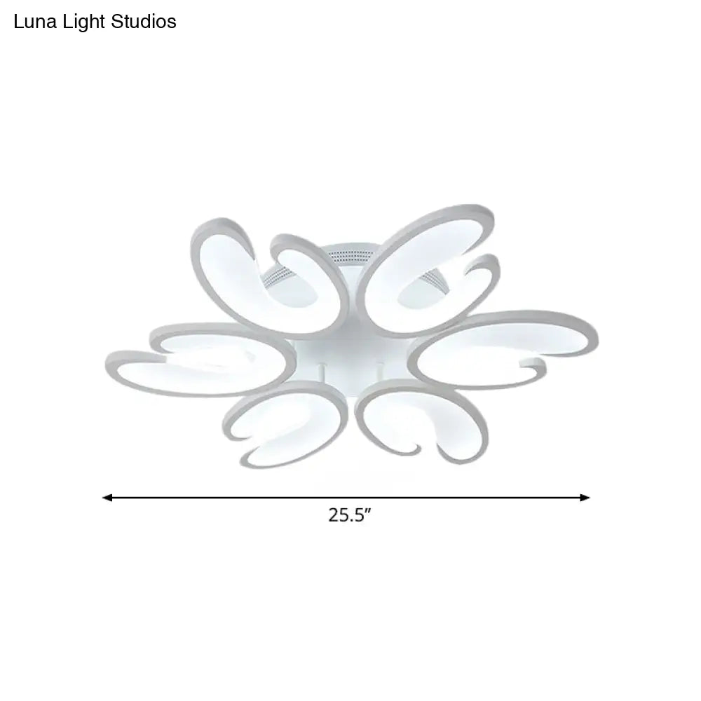 Modern 4/6/9 - Head U - Shaped Acrylic Shade Flush Mount Ceiling Light In White – Warm/White/Natural