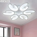 Modern 4/6/9 - Head U - Shaped Acrylic Shade Flush Mount Ceiling Light In White – Warm/White/Natural