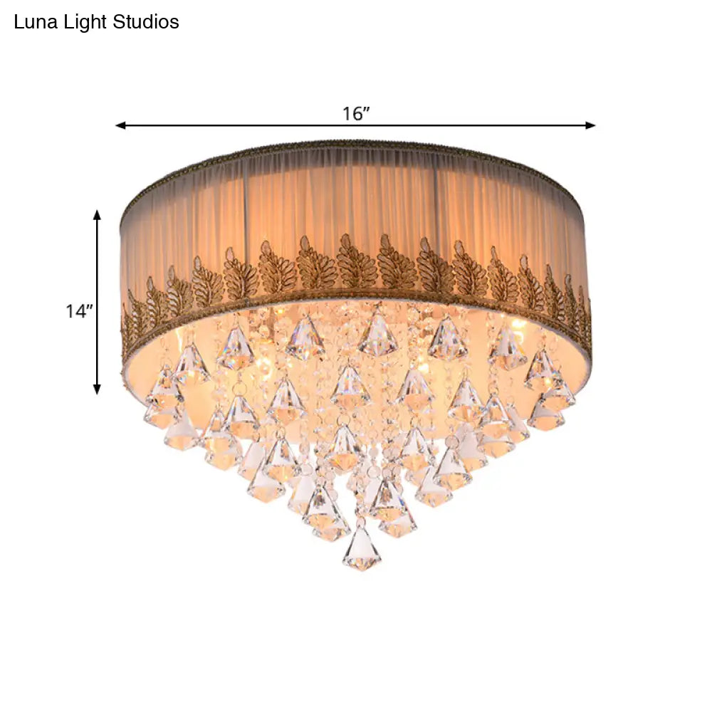 Modern 4 - Light Braided Trim Ceiling Lamp With Crystal Diamond Drape