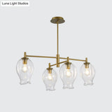 Modern 4-Light Clear Glass Bud Shade Chandelier For Dining Room And Hotel Pendant Lighting
