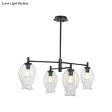 Modern 4-Light Clear Glass Bud Shade Chandelier For Dining Room And Hotel Pendant Lighting