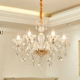 Modern 6-Head Clear Glass Candle Chandelier - Ideal Bedroom Lighting Fixture