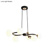 Modern 6-Head Opal Glass Chandelier - Black Ceiling Suspension Lamp
