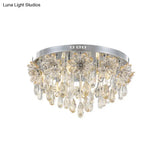 Modern 6-Light Crystal Fringe Flushmount Ceiling Light In Chrome - Ideal For Dining Room