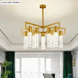 Modern 8/10 Bulb Led Gold Crystal Pendant Chandelier For Bedroom