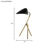 Modern Abstract Table Lamp For Bedroom - Minimalist Metallic Desk Light With Black & Brass Finish