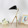 Modern Abstract Table Lamp For Bedroom - Minimalist Metallic Desk Light With Black & Brass Finish