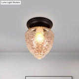 Modern Acorn Shape Flush Mount Clear Glass Light Fixture With 1 White/Black