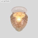 Modern Acorn Shape Flush Mount Clear Glass Light Fixture With 1 White/Black