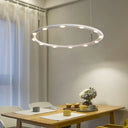 Modern Acrylic 1/2-Tier Led Ring Chandelier Light In Black/White For Bedroom: Warm/White Lighting