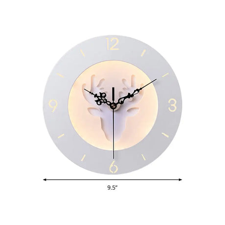 Modern Acrylic Antlers Wall Light With Led Clock - White For Office Or Bedroom