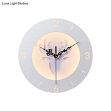 Modern Acrylic Antlers Wall Light With Led Clock - White For Office Or Bedroom