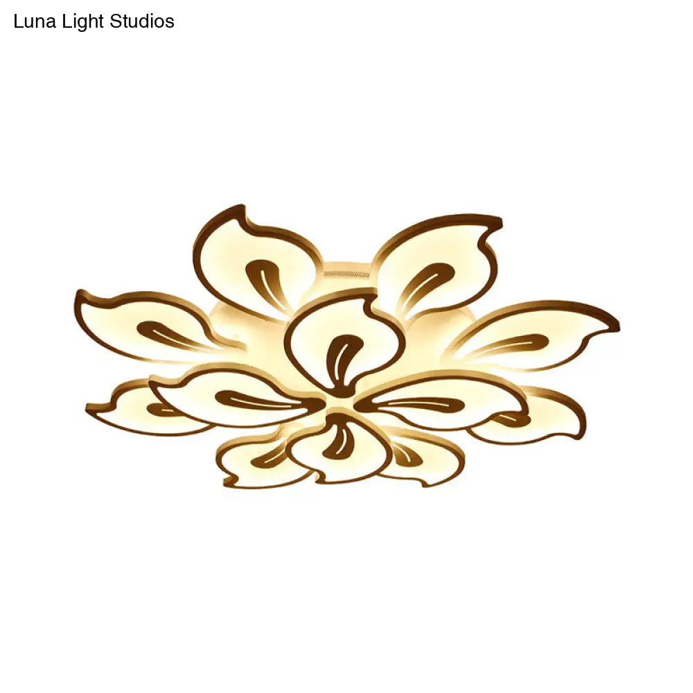 Modern Acrylic Bauhinia Flush Ceiling Light With Led 3/5/9-Light Fixture In Warm/White/Natural