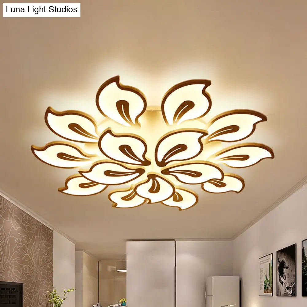 Modern Acrylic Bauhinia Flush Ceiling Light With Led 3/5/9-Light Fixture In Warm/White/Natural