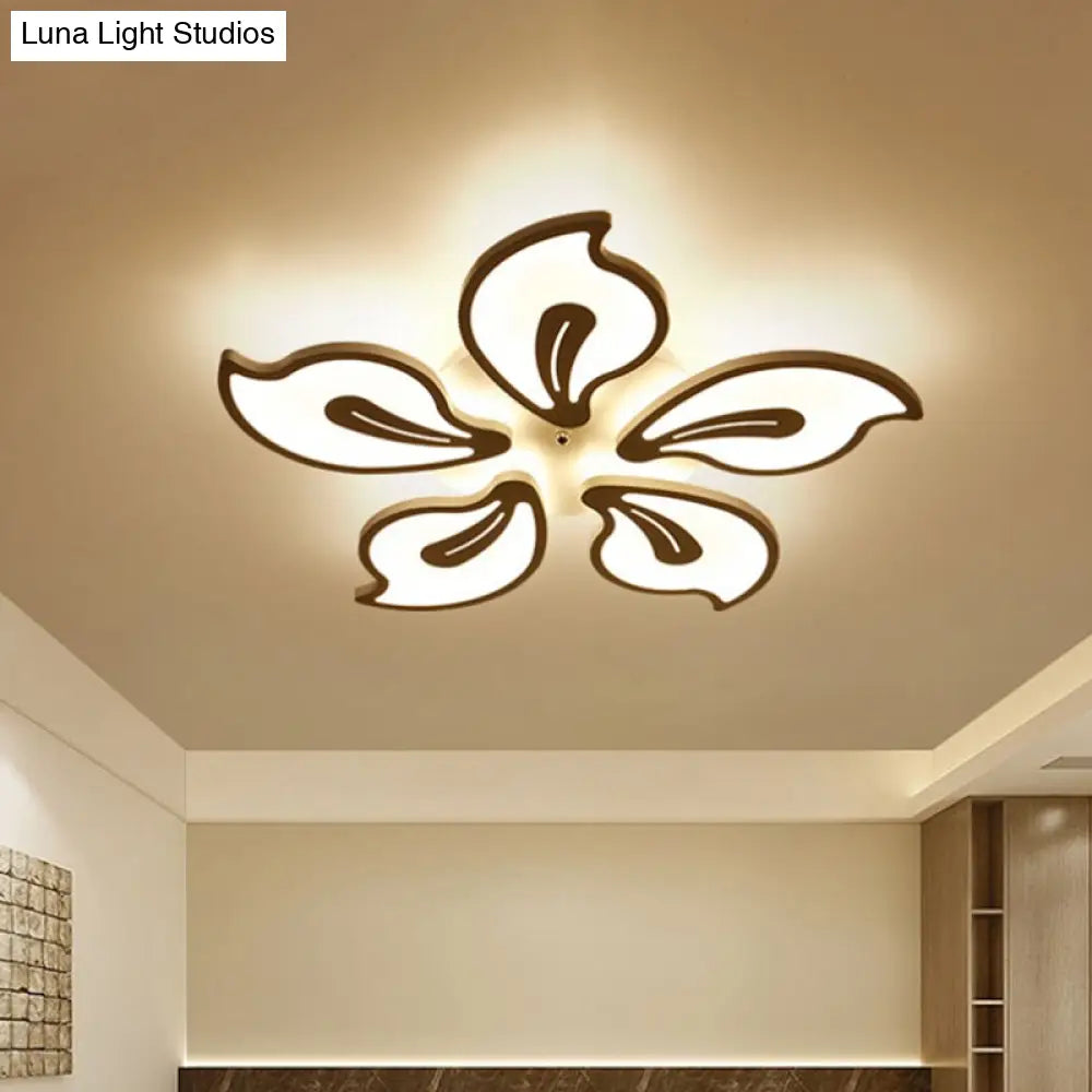 Modern Acrylic Bauhinia Flush Ceiling Light With Led 3/5/9-Light Fixture In Warm/White/Natural