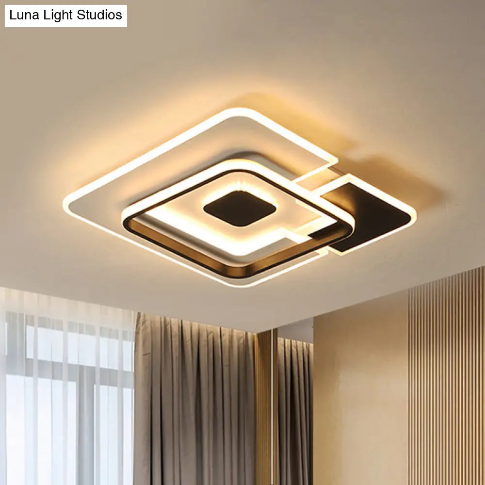 Modern Acrylic Black And White Patchwork Ceiling Lamp - Led Flush Mount