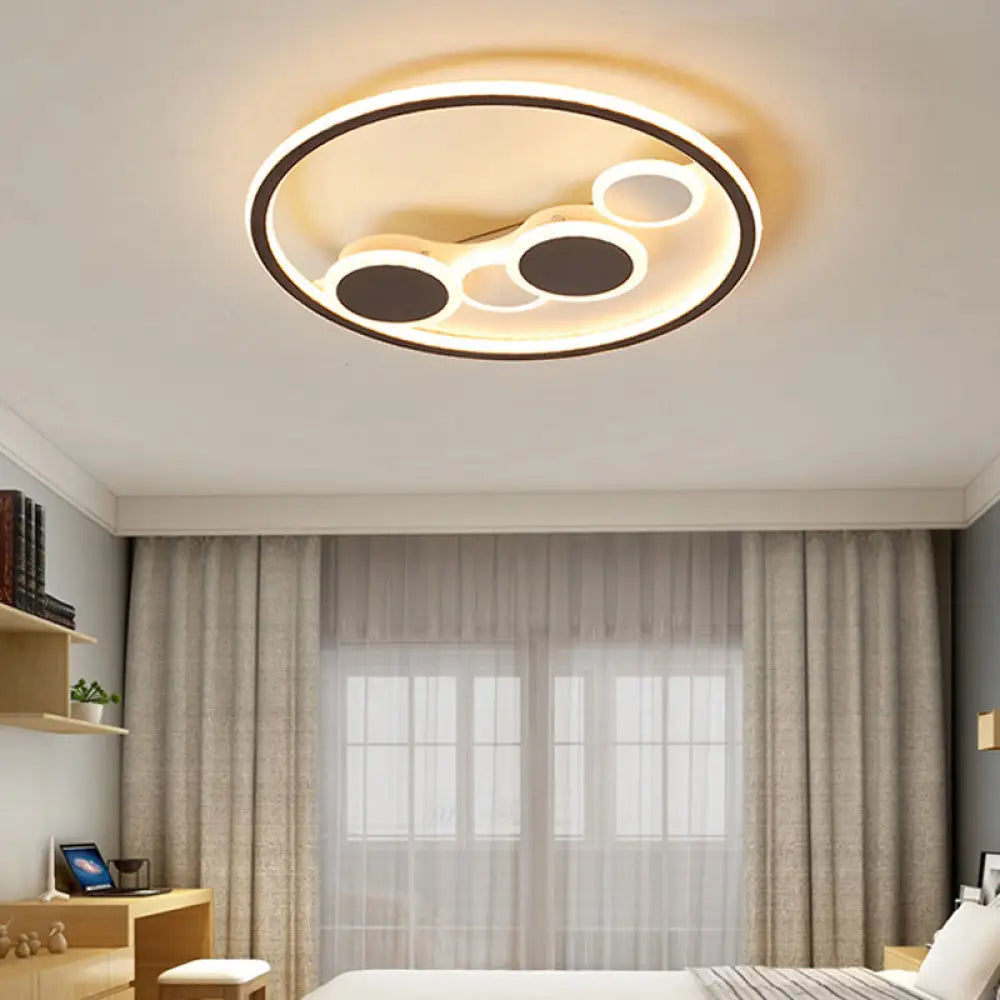 Modern Acrylic Black Led Flush Ceiling Light For Cloth Shop / 18.5’ Warm