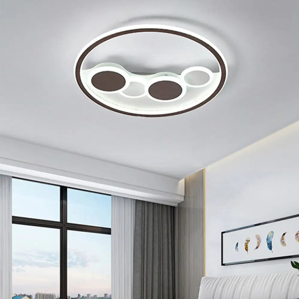 Modern Acrylic Black Led Flush Ceiling Light For Cloth Shop / 18.5’ White
