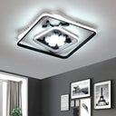 Modern Acrylic Black Square Flush Mount Lamp - Led Ceiling Light (19.5’/23.5’ Wide) With Flower