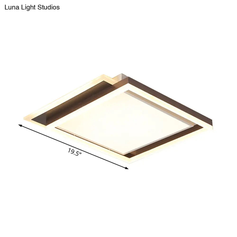 Modern Acrylic Brown Led Flush Light For Bedroom Ceiling - 16’/19.5’/35.5’ Width In Warm/White