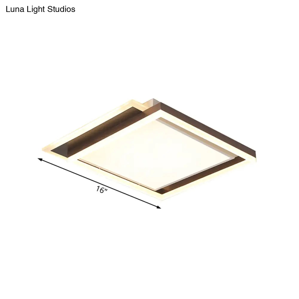 Modern Acrylic Brown Led Flush Light For Bedroom Ceiling - 16’/19.5’/35.5’ Width In Warm/White