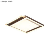 Modern Acrylic Brown Led Flush Light For Bedroom Ceiling - 16’/19.5’/35.5’ Width In Warm/White