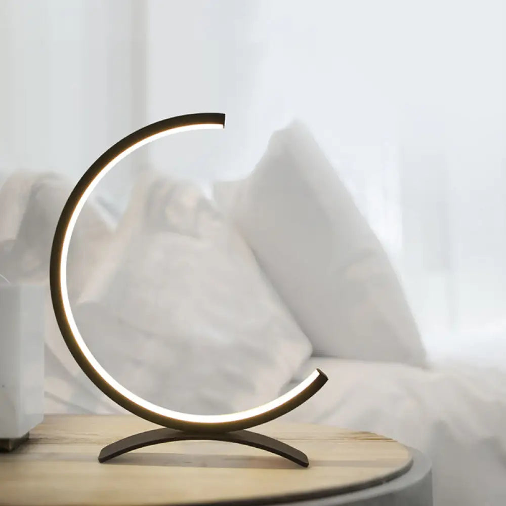 Modern Acrylic C-Shape Nightstand Lamp - Black/Gold Led Desk Light For Bedroom Black