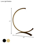 Modern Acrylic C-Shape Nightstand Lamp - Black/Gold Led Desk Light For Bedroom