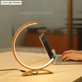 Modern Acrylic C-Shape Nightstand Lamp - Black/Gold Led Desk Light For Bedroom