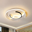 Modern Acrylic Ceiling Light: Semi - Circle Shape In Black & White Flush Mounted With Led Remote -