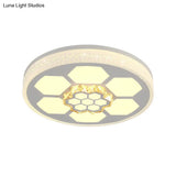 Modern Acrylic Ceiling Mount Light In White With Multi-Color Led Lighting And Crystal Accent