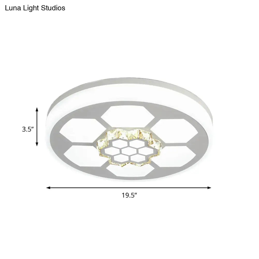Modern Acrylic Ceiling Mount Light In White With Multi-Color Led Lighting And Crystal Accent