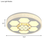 Modern Acrylic Ceiling Mount Light In White With Multi-Color Led Lighting And Crystal Accent