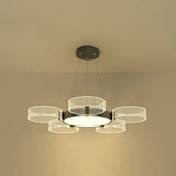 Modern Acrylic Circle Chandelier Pendant Light For Living Room 5 / Black Warm