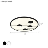 Modern Acrylic Circle Flush Light Fixture - White/Black Led Mount With Cloud Pattern Warm/White