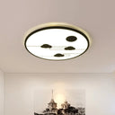 Modern Acrylic Circle Flush Light Fixture - White/Black Led Mount With Cloud Pattern Warm/White