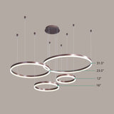 Modern Acrylic Coffee Chandelier: Multi-Ring Shaped Hanging Light For Living Room / Remote Control