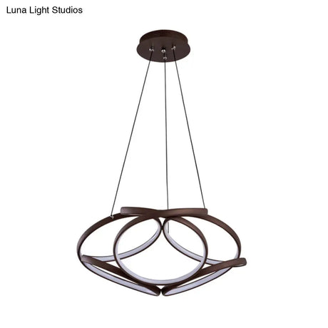 Modern Acrylic Coffee Led Chandelier Light - Seamlessly Curved Suspension For Living Room
