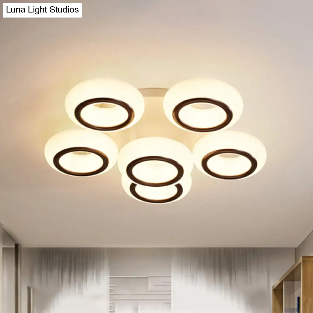 Modern Acrylic Doughnut Ceiling Flush Light With White Led - 3/6 - Head Mount Fixture