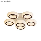 Modern Acrylic Doughnut Ceiling Flush Light With White Led - 3/6 - Head Mount Fixture